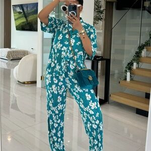 Floral Teal Women's Jumpsuit
